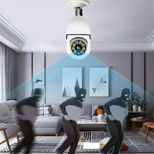 Câmera de Segurança, Lâmpada, Yoosee, Panorâmica, Wifi 1080, 360º ,Cor Branca