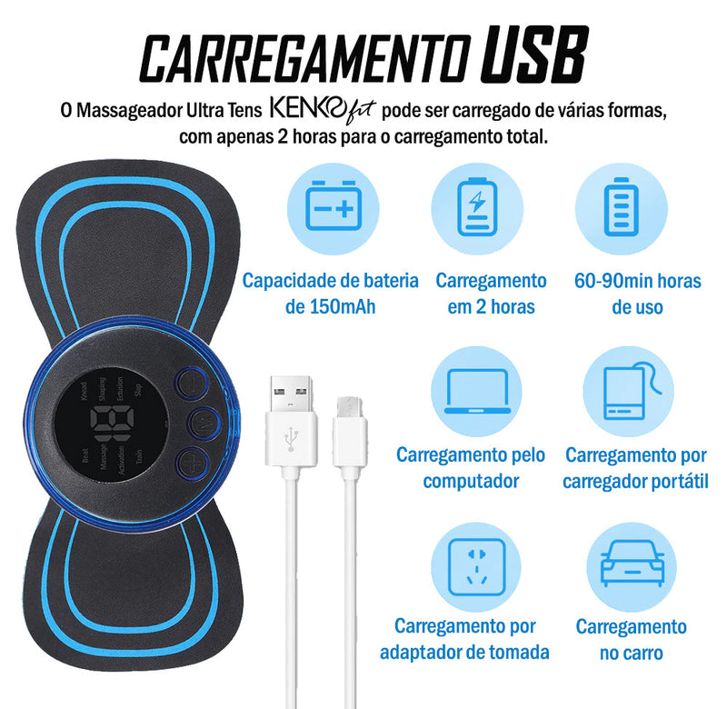 Massageador Portátil Recarregável + Capinha Bag Aquática Para Celular Prova D'água Universal Cor Preto
